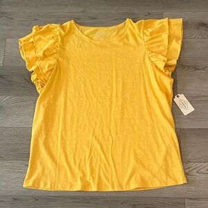 St. John's Bay Yellow Ruffle Sleeve Tee